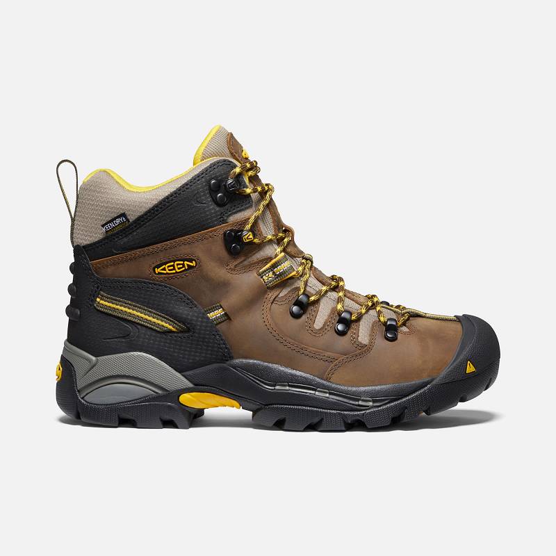 Keen Pittsburgh 6" Steel Toe Arbeitsschuhe Herren DE-82093 Slate Black - Keen Herrenschuhe Braun